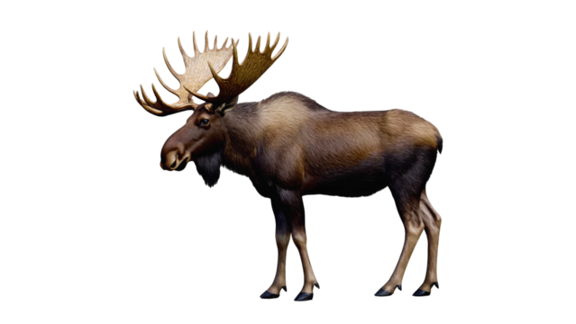 Realistic depiction of a majestic moose standing proudly in a natural environment