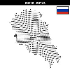 Fototapeta premium Medium circular dotted map of kursk in Russia