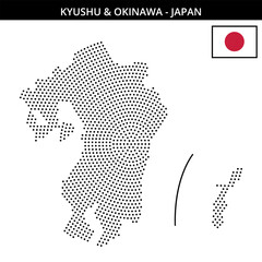 Obraz premium Medium circular dotted map of Kyushu-&-Okinawa in Japan