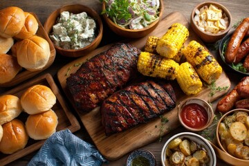 Create a menu for a 4th of July barbecue featuring traditional American dishes.