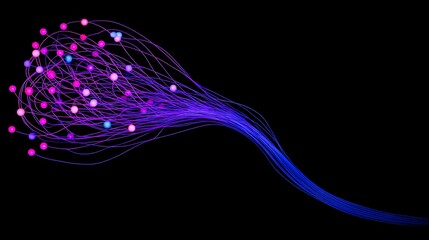 Abstract network connection with glowing elements