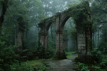 Fototapeta premium Describe the experience of discovering ancient ruins in the forest