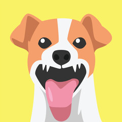 Funny Dog Laughing Hard. Hilarious Pet Expression in Cartoon Style. Vector Illustration.