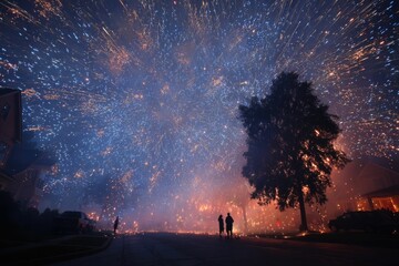 Describe the preparations for a 4th of July fireworks show.