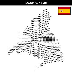 Fototapeta premium Medium circular dotted map of madrid in Spain