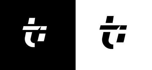Abstract Modern Letter TI Logo Design, Black and White