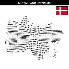 Fototapeta premium Medium circular dotted map of Midtjylland in Denmark