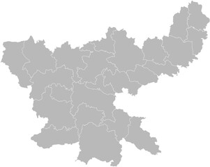 Jharkhand, India – administrative vector map with district boundaries (Web Mercator projection, PPT-compatible & fully editable)