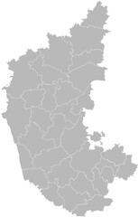 Karnataka, India – administrative vector map with district boundaries (Web Mercator projection, PPT-compatible & fully editable)