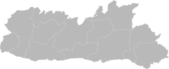 Fototapeta premium Meghalaya, India – administrative vector map with district boundaries (Web Mercator projection, PPT-compatible & fully editable)