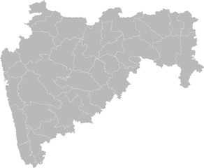 Maharashtra, India – administrative vector map with district boundaries (Web Mercator projection, PPT-compatible & fully editable)