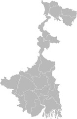 Fototapeta premium West Bengal, India – administrative vector map with district boundaries (Web Mercator projection, PPT-compatible & fully editable)