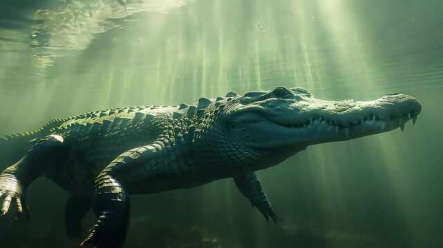 Saltwater crocodiles swimming in the Nile River