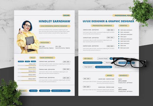 Blue And Yellow Resume