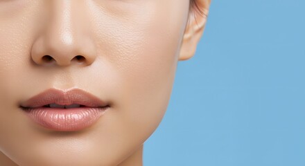 Close-up of a Woman's Face Soft, Smooth Skin and Natural Beauty