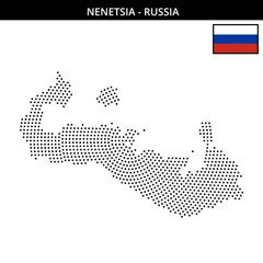 Fototapeta premium Medium circular dotted map of Nenetsia in Russia