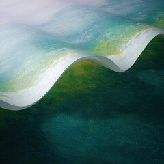 Curving paper with abstract landscape