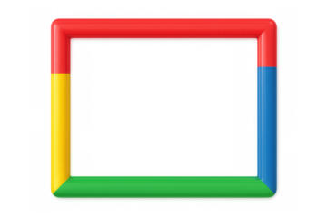 Colorful inflatable frame with transparent background, highlighting playful graphic design elements