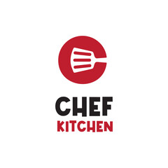 initial letter c with spatula for chef kitchen restaurant logo design