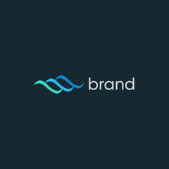 minimalist Abstract linear logotype. Wave flow logo symbol. Motion stream water aqua