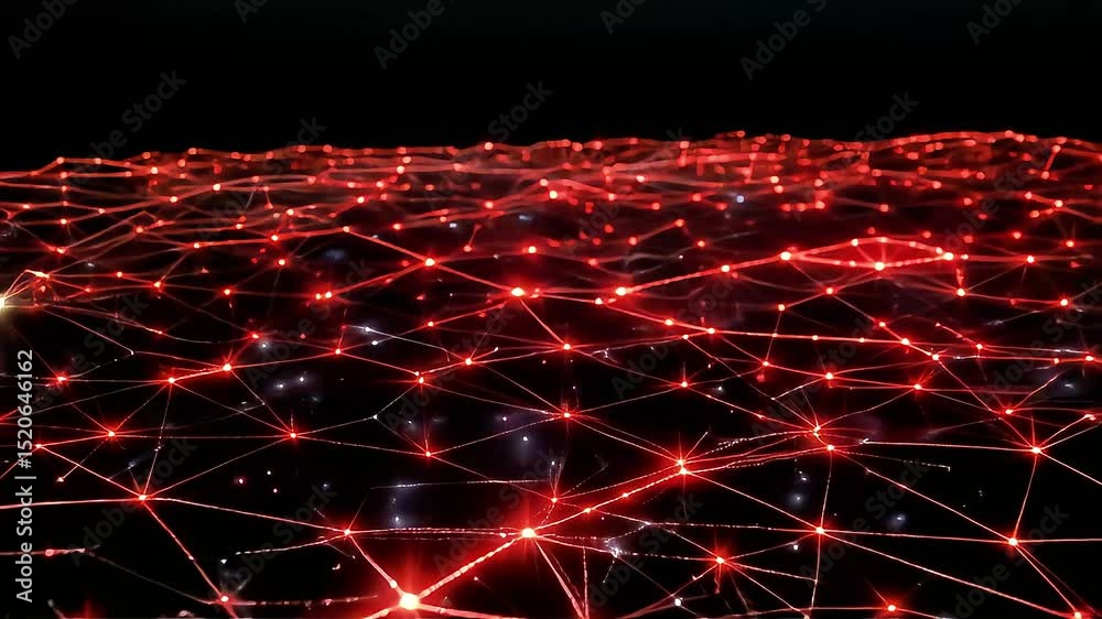 Poster Red Network Lightscape: Abstract Dynamic Visuals
