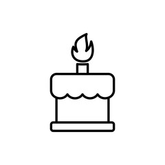 cake with candles icon, vector line isolated on white background. trendy and modern design