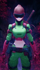 Cyberpunk female warrior