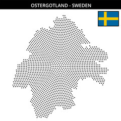 Medium circular dotted map of OstergOtland in Sweden