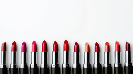 Colorful Collection of Lipsticks Arranged in a Rainbow Pattern