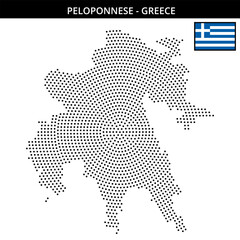 Medium circular dotted map of peloponnese of greece