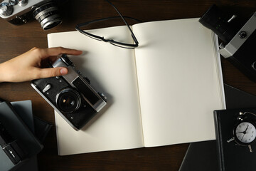 Retro cameras, shooting on retro cameras concept