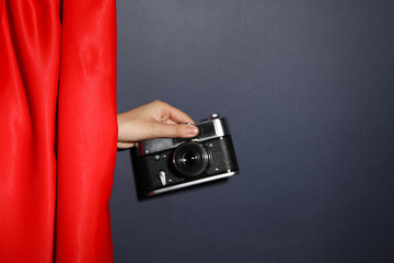 Retro camera, photo shooting on retro camera