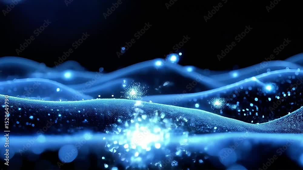 Poster abstract blue energy waves flowing dynamically