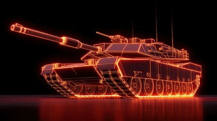 Futuristic Tank Illustration Featuring Redorange