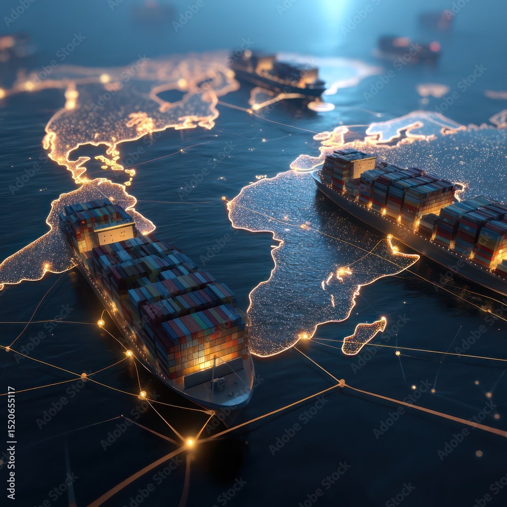 Poster real-time supply chain management powered by blockchain, enhancing transparency and efficiency.