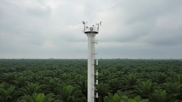 Weather monitoring station in palm oil plantation