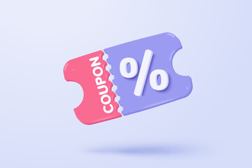 3d tag price icon for discount coupon of cash and future use online shopping. sales with an excellent offer for shopping, special offer promotion. 3d discount tags icon vector render illustration