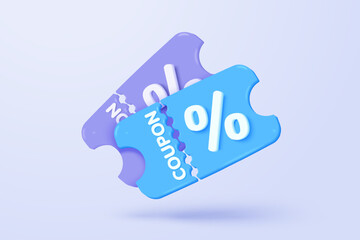 3d tag price icon for discount coupon of cash and future use online shopping. sales with an excellent offer for shopping, special offer promotion. 3d discount tags icon vector render illustration