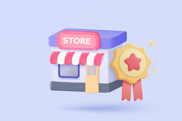 3d tag price icon with winner medal with star and ribbon for best excellent. sales coupon offer notice for shopping discount, offer promotion. 3d quality guarantee icon vector render illustration