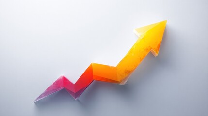 Abstract, colorful, upward-trending arrow graphic