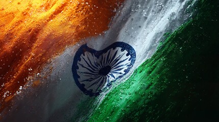 Indian Flag Heart Shape Water Drops National Pride India wet day damp love hope white green macro   