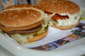 hamburger on a plate