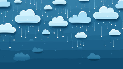 Paper Cut Cloud Rainy Weather Vector Background