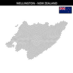 Medium circular dotted map of wellington in New Zealand