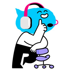 Character with speech bubble head is customer service agent