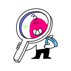 Character looking for a job with large magnifier