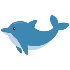 Obraz premium Blue dolphin cartoon illustration 