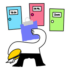 Character thinking where to put task on kanban board