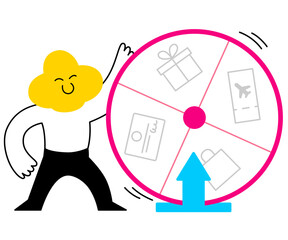 Character offering to participate in prize draw