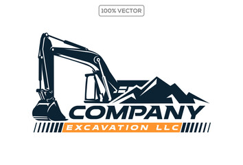 Excavator logo template vector. Heavy equipment logo vector for construction company. Creative excavator illustration f © Locho99